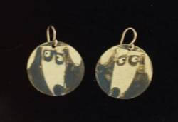 brass patina dog earrings