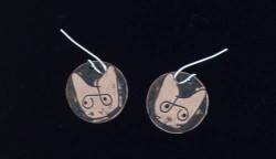 chocolate copper cat earrings