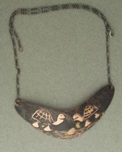 chocolate copper turtle wedge necklace